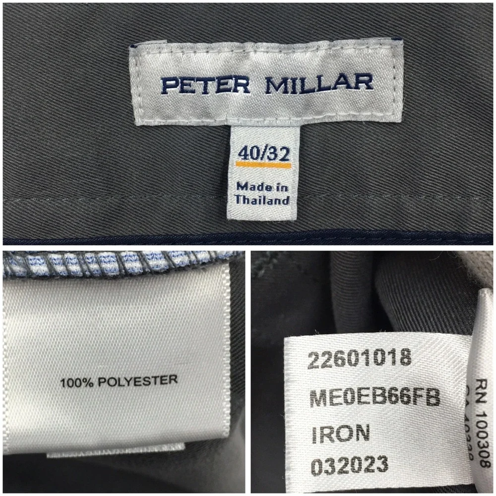 Peter Millar Mens EB66 Performance Five Pocket Pants Iron Grey 40x32 Golf Chino